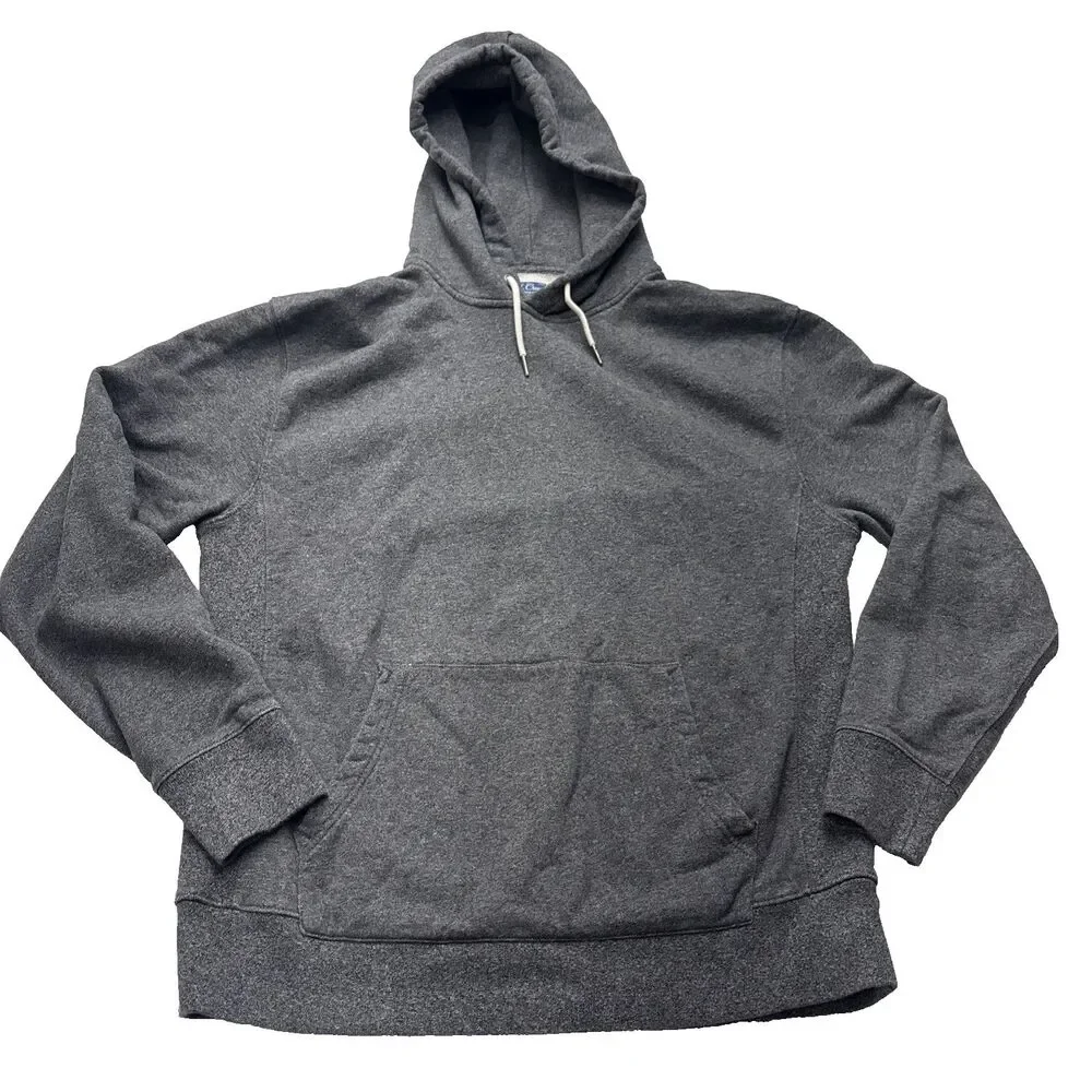J Crew Hoodie Sweatshirt Mens Large Gray Grey Vintage Fleece Raglan Terry Knit